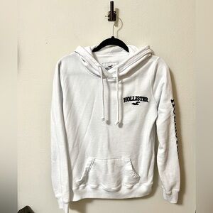 Hollister White and Navy Hoodie Sweatshirt